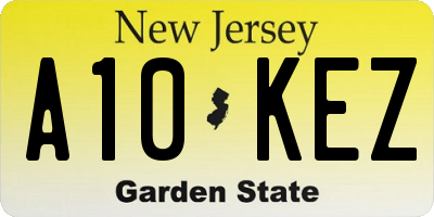 NJ license plate A10KEZ