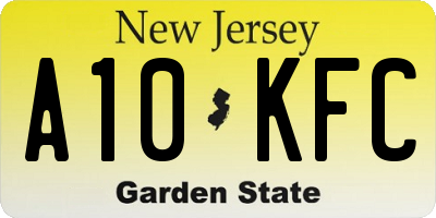 NJ license plate A10KFC