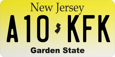 NJ license plate A10KFK