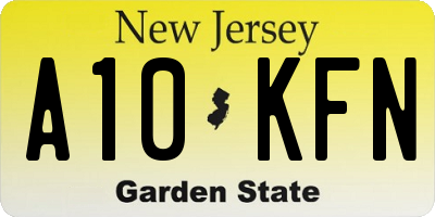 NJ license plate A10KFN