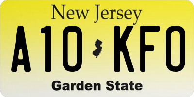 NJ license plate A10KFO