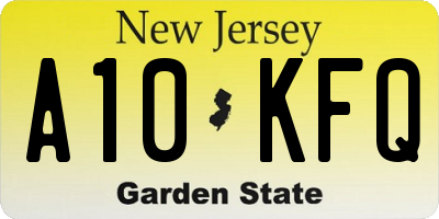 NJ license plate A10KFQ