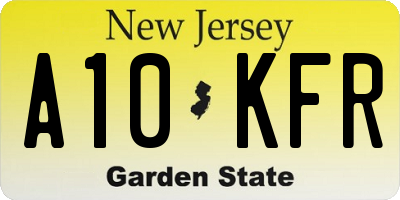 NJ license plate A10KFR