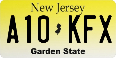 NJ license plate A10KFX
