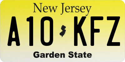 NJ license plate A10KFZ