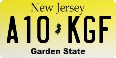 NJ license plate A10KGF