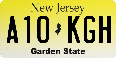 NJ license plate A10KGH