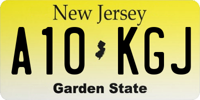 NJ license plate A10KGJ