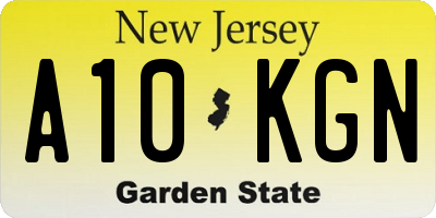 NJ license plate A10KGN