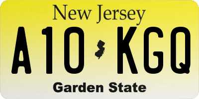 NJ license plate A10KGQ