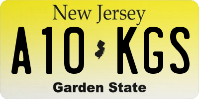 NJ license plate A10KGS