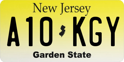 NJ license plate A10KGY