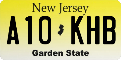 NJ license plate A10KHB