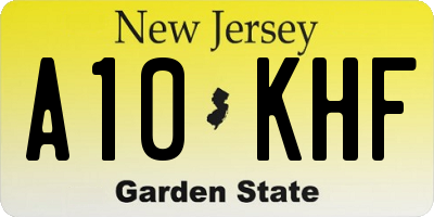 NJ license plate A10KHF