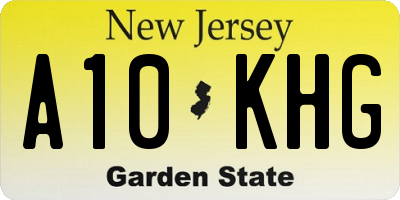 NJ license plate A10KHG