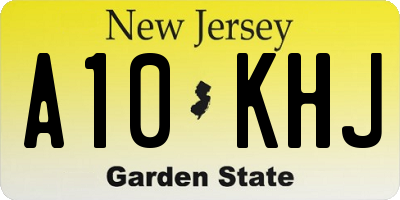 NJ license plate A10KHJ