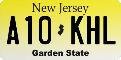 NJ license plate A10KHL