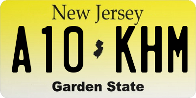 NJ license plate A10KHM
