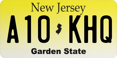 NJ license plate A10KHQ