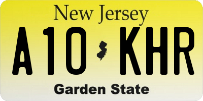 NJ license plate A10KHR