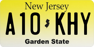 NJ license plate A10KHY