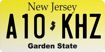 NJ license plate A10KHZ