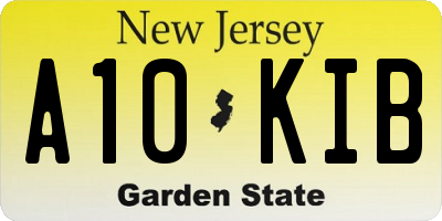 NJ license plate A10KIB