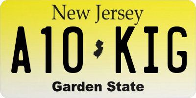 NJ license plate A10KIG