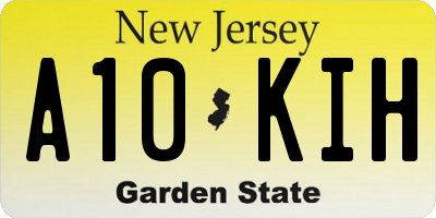 NJ license plate A10KIH