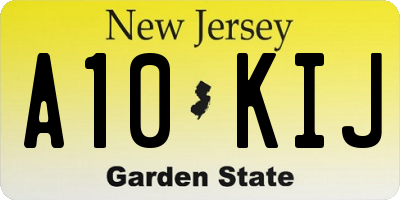 NJ license plate A10KIJ