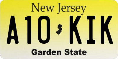 NJ license plate A10KIK