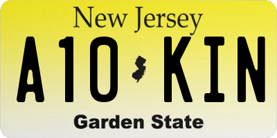 NJ license plate A10KIN