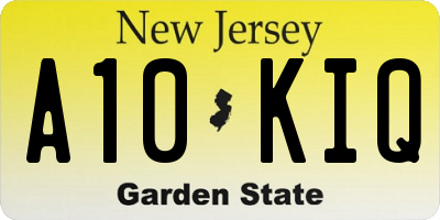 NJ license plate A10KIQ