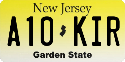 NJ license plate A10KIR