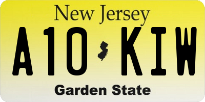 NJ license plate A10KIW