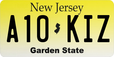 NJ license plate A10KIZ