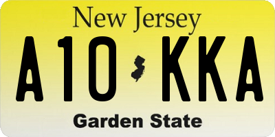 NJ license plate A10KKA