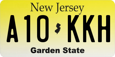 NJ license plate A10KKH