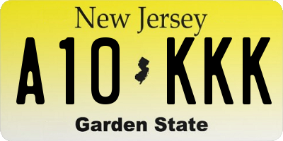 NJ license plate A10KKK