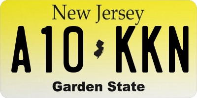 NJ license plate A10KKN