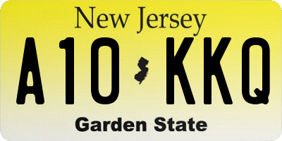 NJ license plate A10KKQ