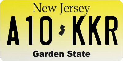 NJ license plate A10KKR