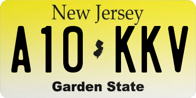 NJ license plate A10KKV