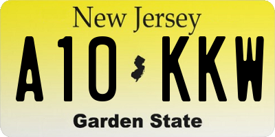 NJ license plate A10KKW