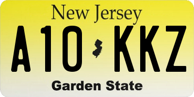 NJ license plate A10KKZ