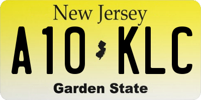 NJ license plate A10KLC