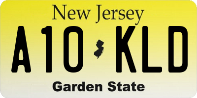 NJ license plate A10KLD