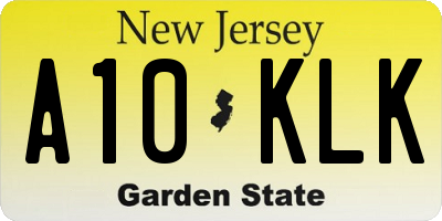 NJ license plate A10KLK