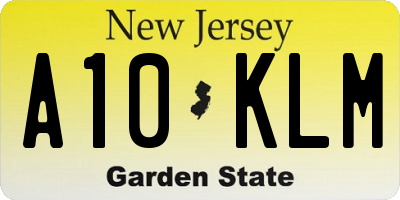 NJ license plate A10KLM