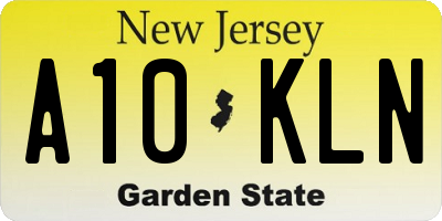 NJ license plate A10KLN